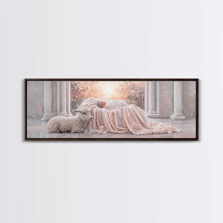 Holy Dawn, Framed Canvas Print, Christian Wall Art, Jesus Christmas Art, Panoramic Print, Christian Art Canvas, Christian Christmas Art