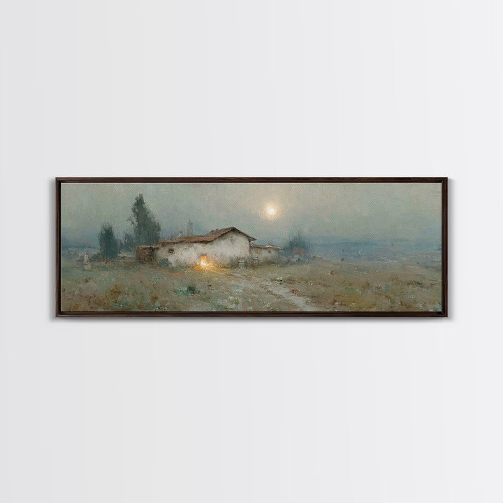 Quiet Bethlehem Glow | Framed Canvas Print | Panoramic Art | Christmas Wall Art | Christian Art Canvas | Christmas Art Prints | Christian D