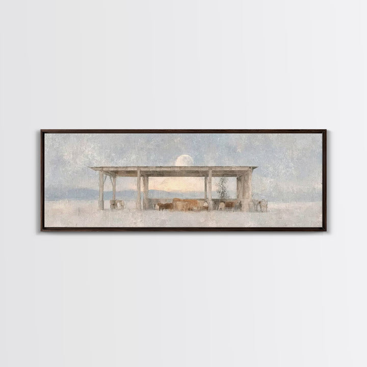 Winter Pasture Grace – Framed Canvas Print – Panoramic Art – Christian Wall Art – Christmas Art – Christian Art Canvas – Christmas Decorati