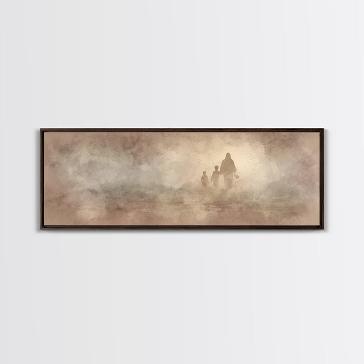 Path Of Light, Framed Canvas Print, Christian Wall Art, Jesus Painting, Panoramic Art, Christian Art Canvas, Christmas Wall Art
