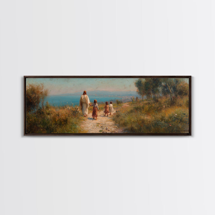 Hillside Grace – Framed Canvas Print – Christian Art Canvas – Panoramic Painting – Christian Wall Art – Jesus Painting – Christian Christma