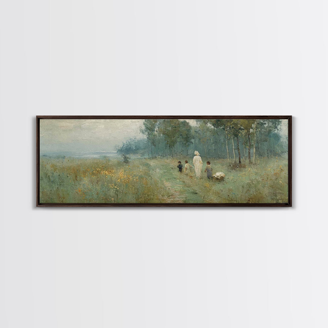 Morning Meadow | Framed Canvas Print | Christian Wall Art | Panoramic Frame | Christian Art Canvas | Jesus Painting | Christmas Art