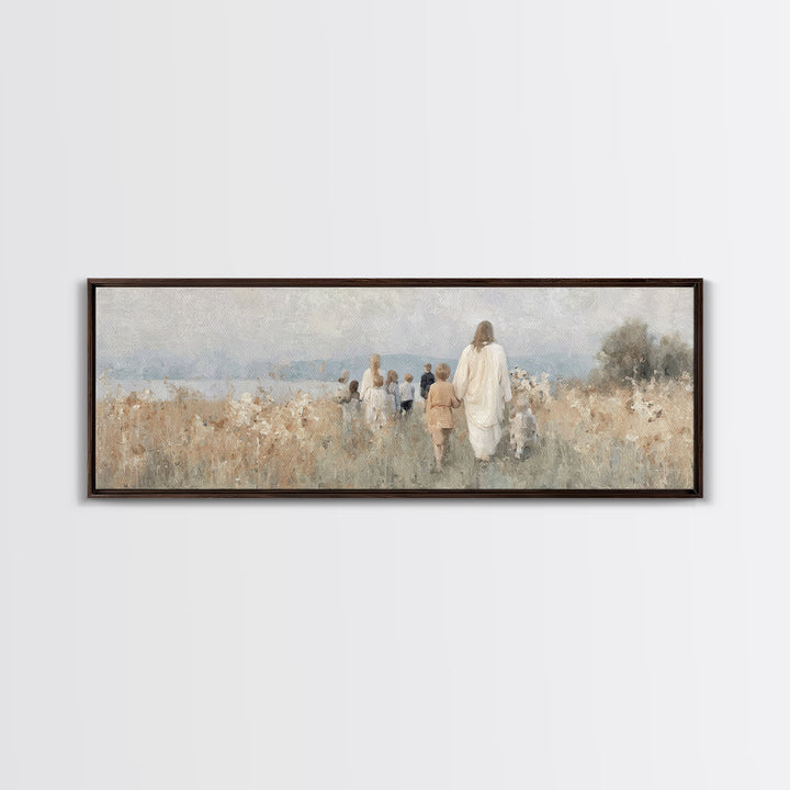 Shepherd’s Dawn – Framed Canvas Print – Christian Wall Art – Panoramic Art – Christian Christmas Art – Jesus Painting – Christian Art Work