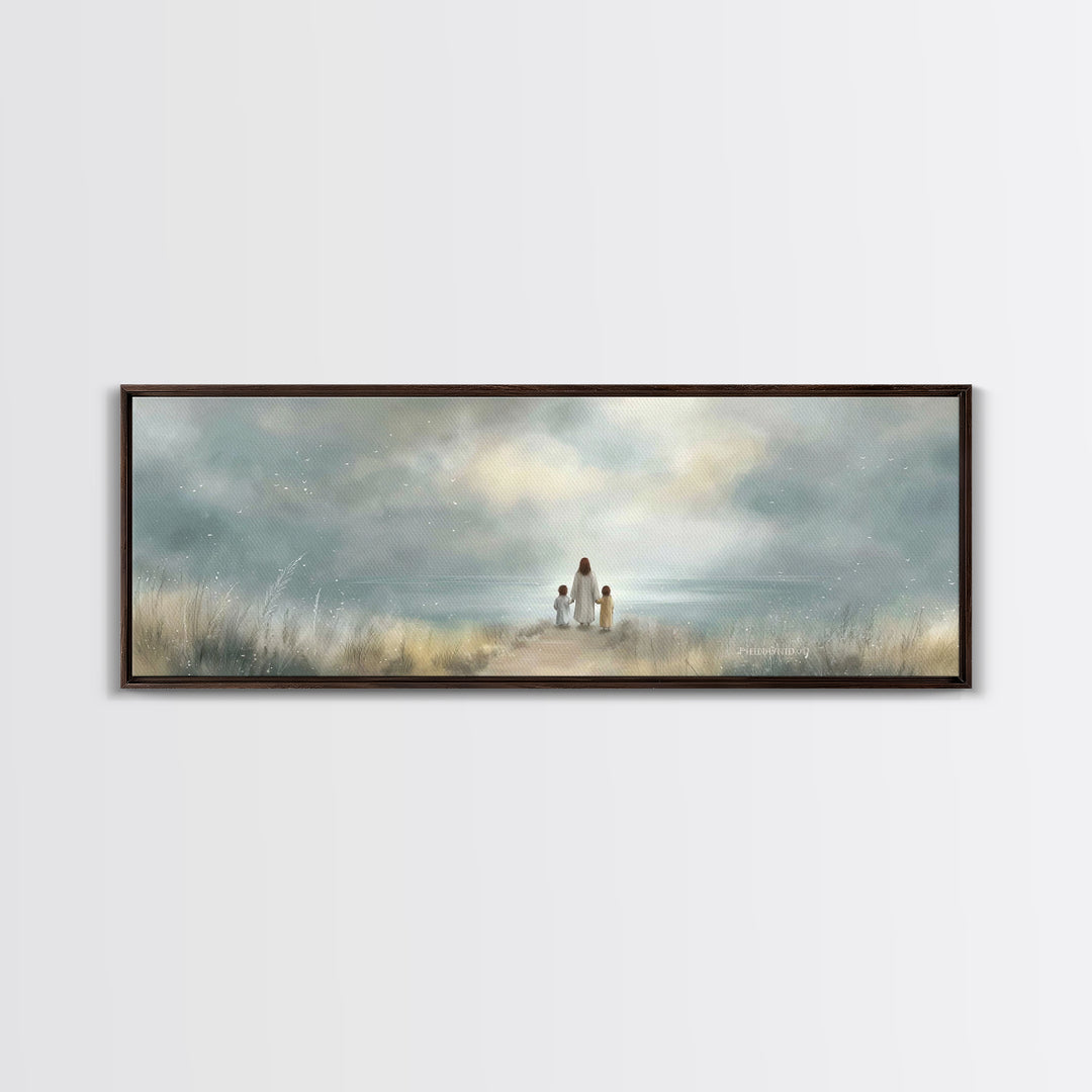 Quiet Flock | Framed Canvas Print | Christian Art Canvas | Panoramic Painting | Christian Wall Art | Christmas Art | Modern Christian Art