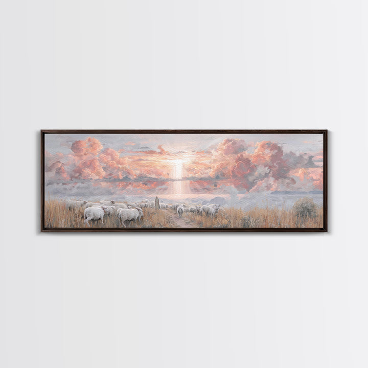 Stormlit Journey, Framed Canvas Print, Christian Wall Art, Panoramic Frame, Christian Art Canvas, Jesus Painting, Christian Christmas Decor