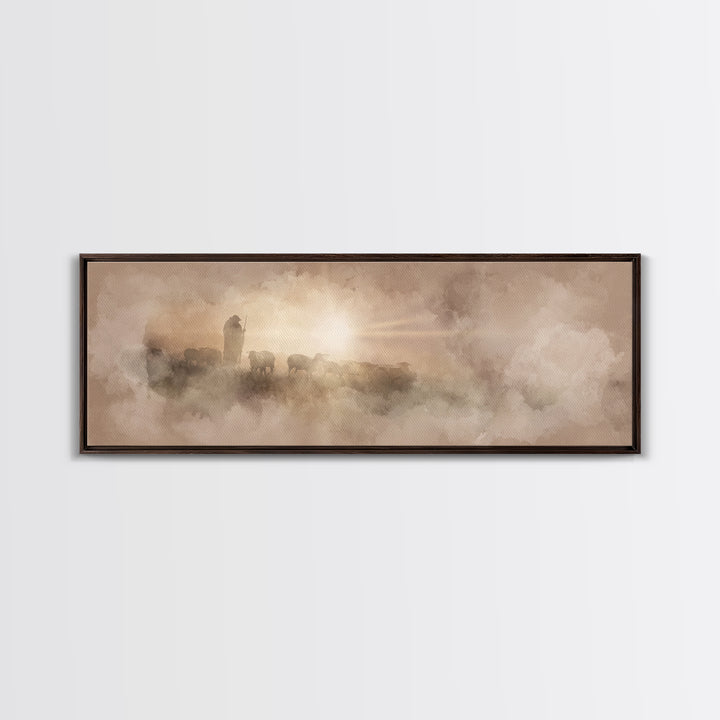Radiant Horizon, Framed Canvas Print, Christian Art Canvas, Panoramic Wall Art, Christian Wall Art, Christmas Art, Modern Christian Art