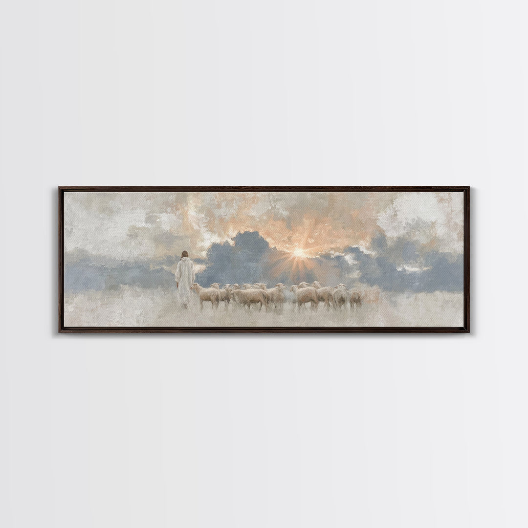 Light Of Mercy | Framed Canvas Print | Panoramic Art | Jesus Painting | Christian Wall Art | Christian Art Canvas | Christian Christmas Art