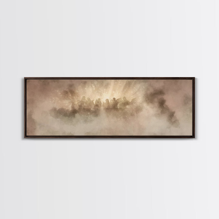 Celestial Chorus, Framed Canvas Print, Christian Art Canvas, Panoramic Wall Art, Christmas Art, Christian Art Gift, Modern Christian Art