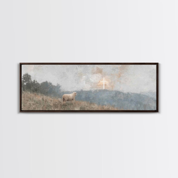Valley Of Mercy – Framed Canvas Print – Panoramic Wall Art – Christian Art Gift – Modern Christian Art – Jesus Painting – Christmas Art Pri