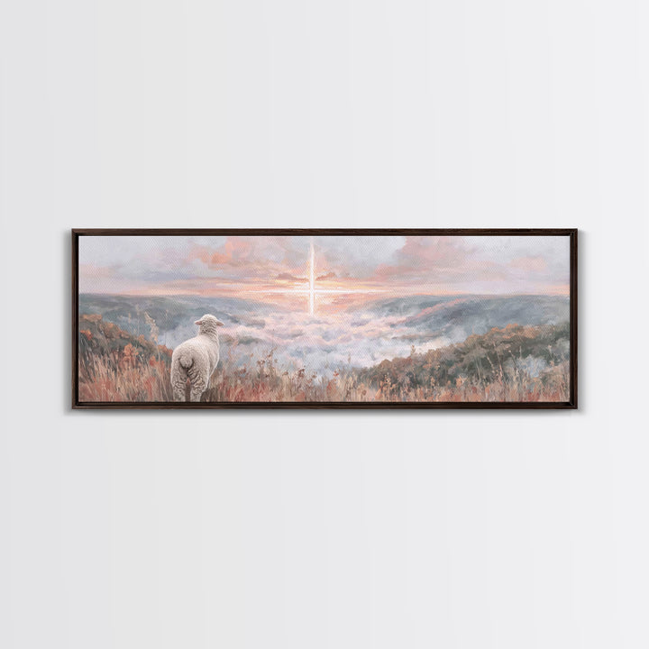 Crosslight Horizon | Framed Canvas Print | Panoramic Print | Christian Wall Art | Christian Art Painting | Jesus Canvas Art | Christian Chr