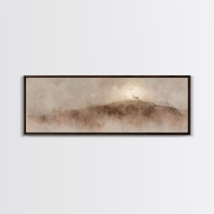 Lamb Of Dawn, Framed Canvas Print, Panoramic Wall Art, Christian Art Print, Christmas Art Work, Christian Wall Art, Modern Christian Art