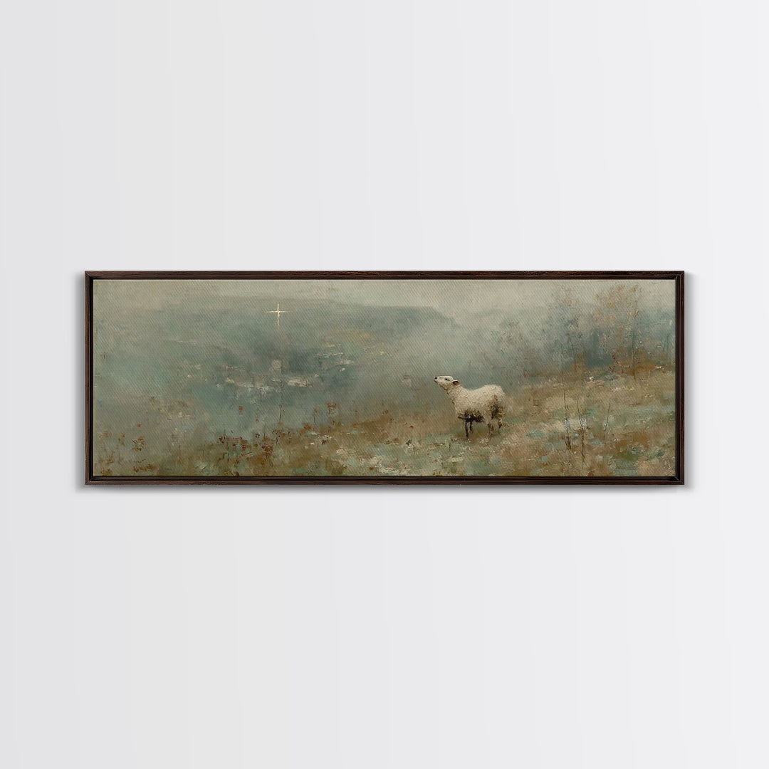 Hillside Grace | Framed Canvas Print | Panoramic Painting | Christian Art Canvas | Christian Christmas Art | Subtle Christian Art | Christi
