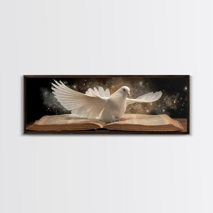 Holy Fire Light, Framed Canvas Print, Panoramic Frame, Christian Art Canvas, Moody Christian Art, Christian Christmas Decor, Christian Wall