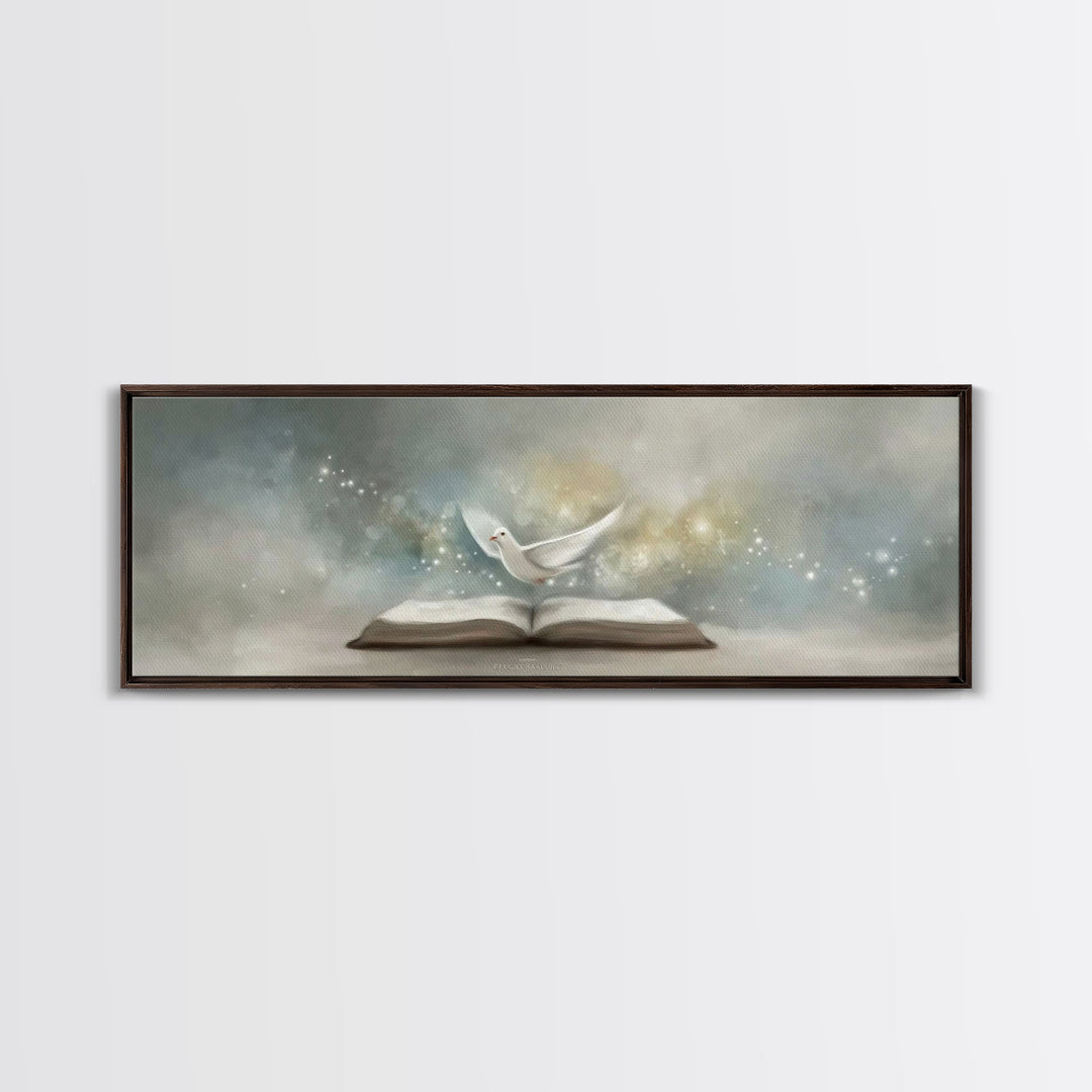 Spirit Of Scripture | Framed Canvas Print | Extra Wide Art | Christian Art Work | Christian Wall Art | Christmas Art Prints | Modern Christ