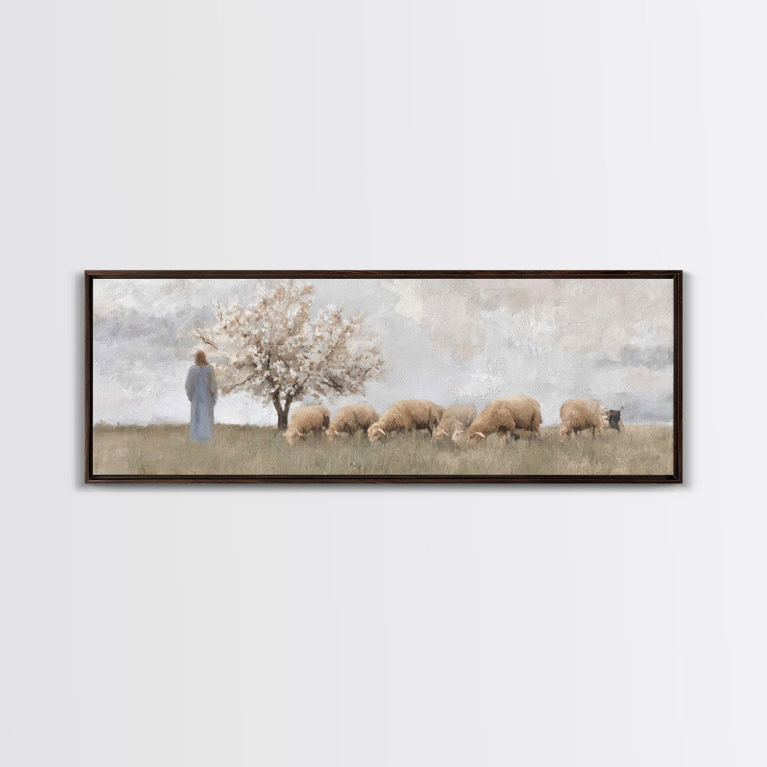Guiding Orchard Path | Framed Canvas Print | Christian Painting | Panoramic Wall Art | Christian Art Canvas | Christmas Art | Jesus Paintin