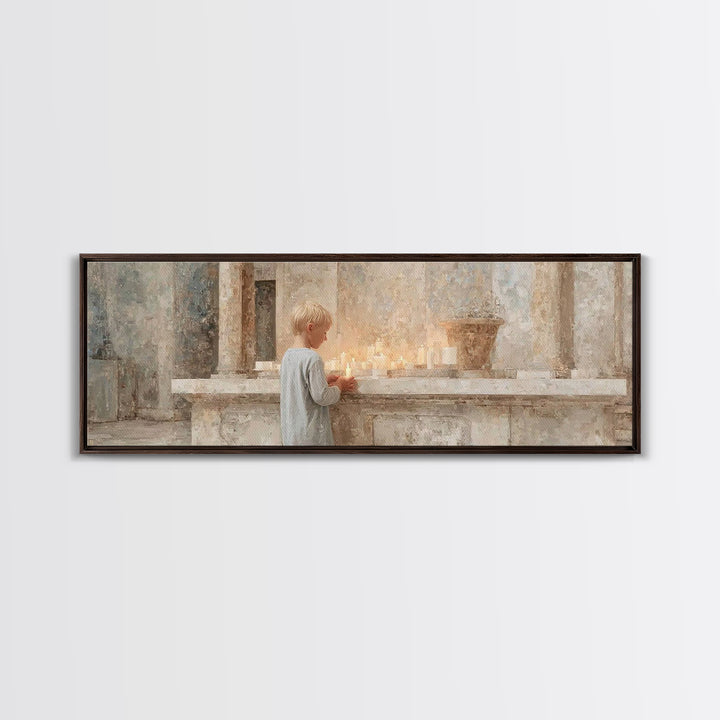 Child Of Prayer – Framed Canvas Print – Christian Wall Art – Panoramic Painting – Christian Art Canvas – Christmas Art Prints – Christian D