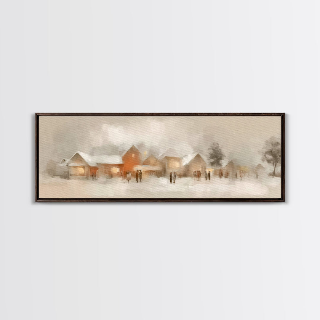 Hearthside Gathering – Framed Canvas Print – Christian Wall Art – Panoramic Painting – Christmas Art – Christian Art Canvas – Christian Gif