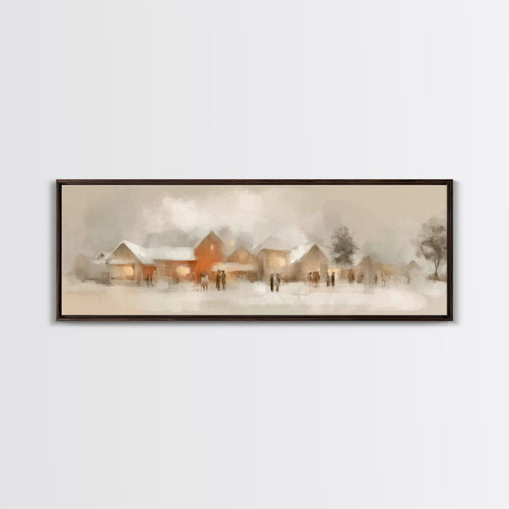 Hearthside Gathering – Framed Canvas Print – Christian Wall Art – Panoramic Painting – Christmas Art – Christian Art Canvas – Christian Gif