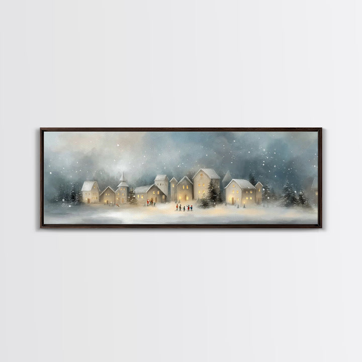 Peaceful Village Star - Framed Canvas Print - Christian Wall Art - Panoramic Art - Christmas Art - Christian Art Canvas - Christmas Wall Ar