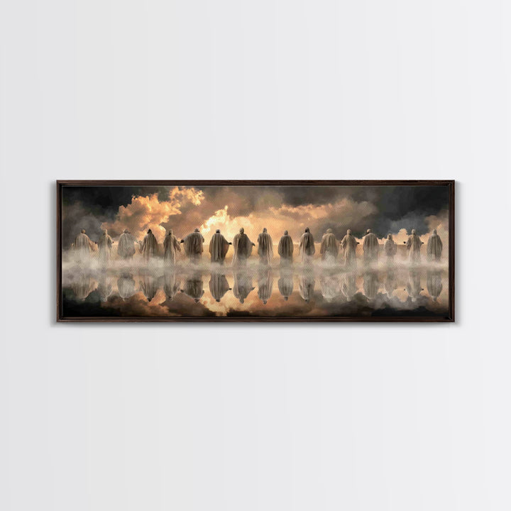 Heavenly Gathering Light – Framed Canvas Print – Christian Christmas Art – Christian Art Work – Panoramic Frame – Large Jesus Wall Art – Ch