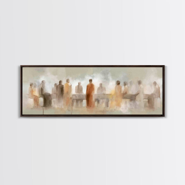 Quiet Disciples Dawn | Framed Canvas Print | Christian Art Painting | Minimalist Christian Art | Panoramic Wall Art | Jesus Canvas Art | Su