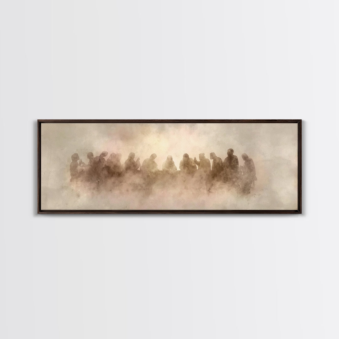 Apostles In Glory, Framed Canvas Print, Christian Art Print, Jesus Painting Canvas, Panoramic Art, Modern Christian Painting, Christian Wal