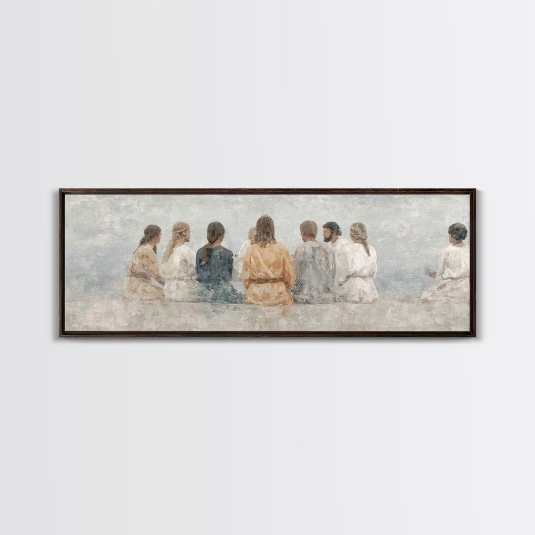 Hallowed Fellowship Peace, Framed Canvas Print, Christian Wall Art, Modern Christian Art, Panoramic Frame, Jesus Art Print, Christian Gift