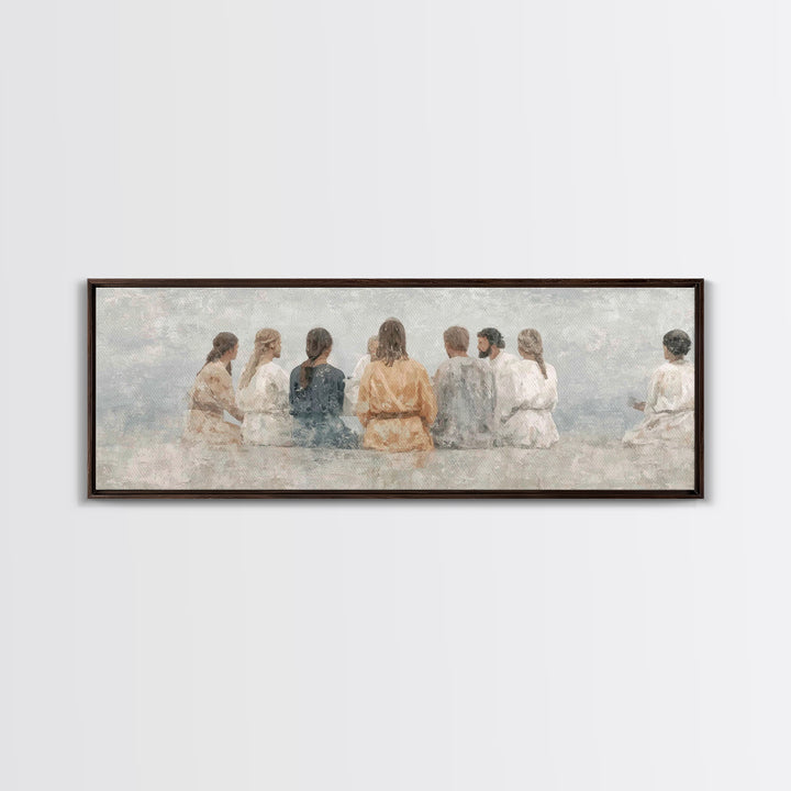 Hallowed Fellowship Peace, Framed Canvas Print, Christian Wall Art, Modern Christian Art, Panoramic Frame, Jesus Art Print, Christian Gift