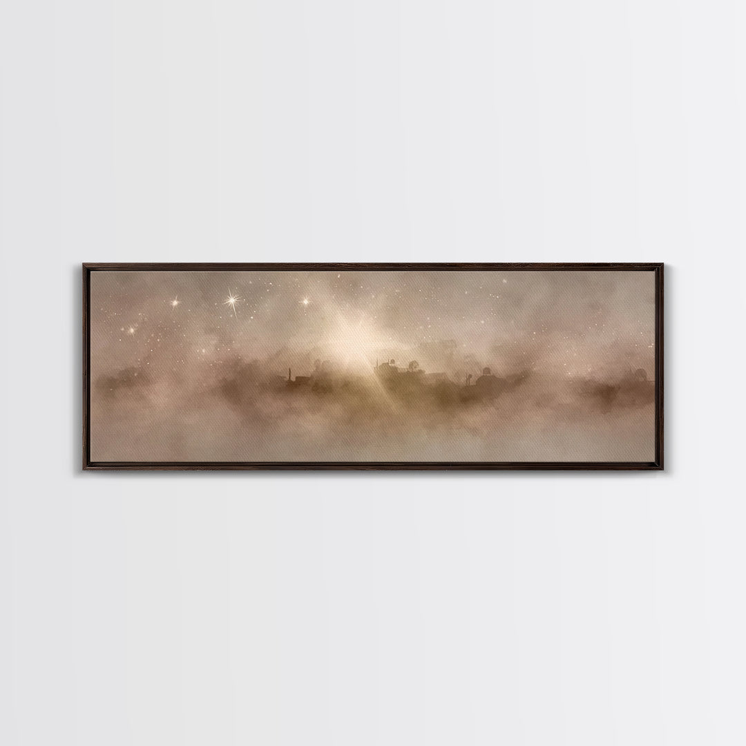 Desert Chapel Sky - Framed Canvas Print - Panoramic Wall Art - Christian Art Canvas - Christian Wall Art - Jesus Painting - Christmas Art