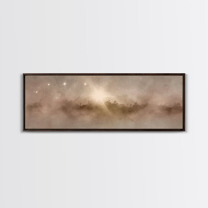 Desert Chapel Sky - Framed Canvas Print - Panoramic Wall Art - Christian Art Canvas - Christian Wall Art - Jesus Painting - Christmas Art