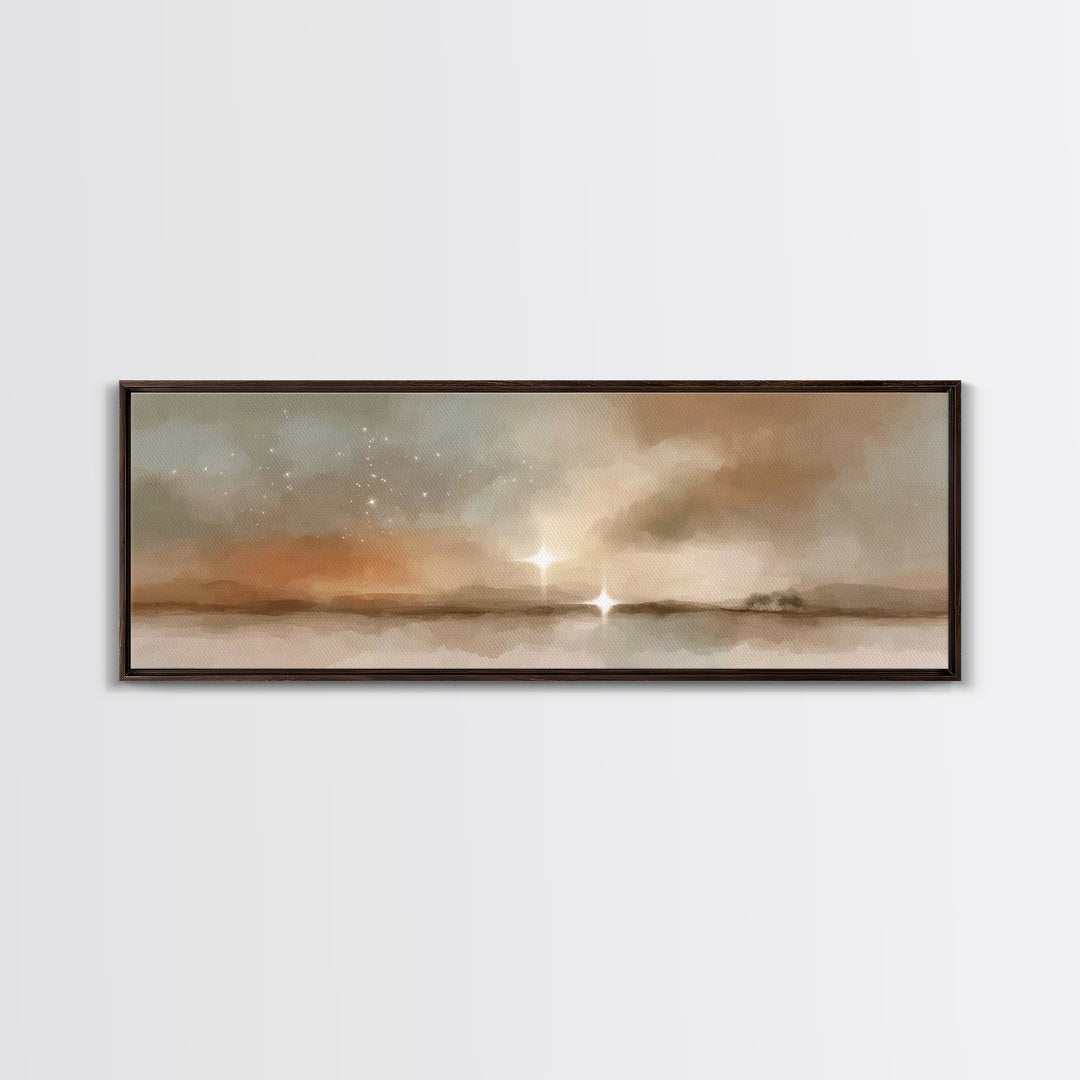 Bethlehem Horizon Light | Framed Canvas Print | Panoramic Painting | Christian Wall Art | Christian Art Canvas | Christmas Art | Jesus Pain