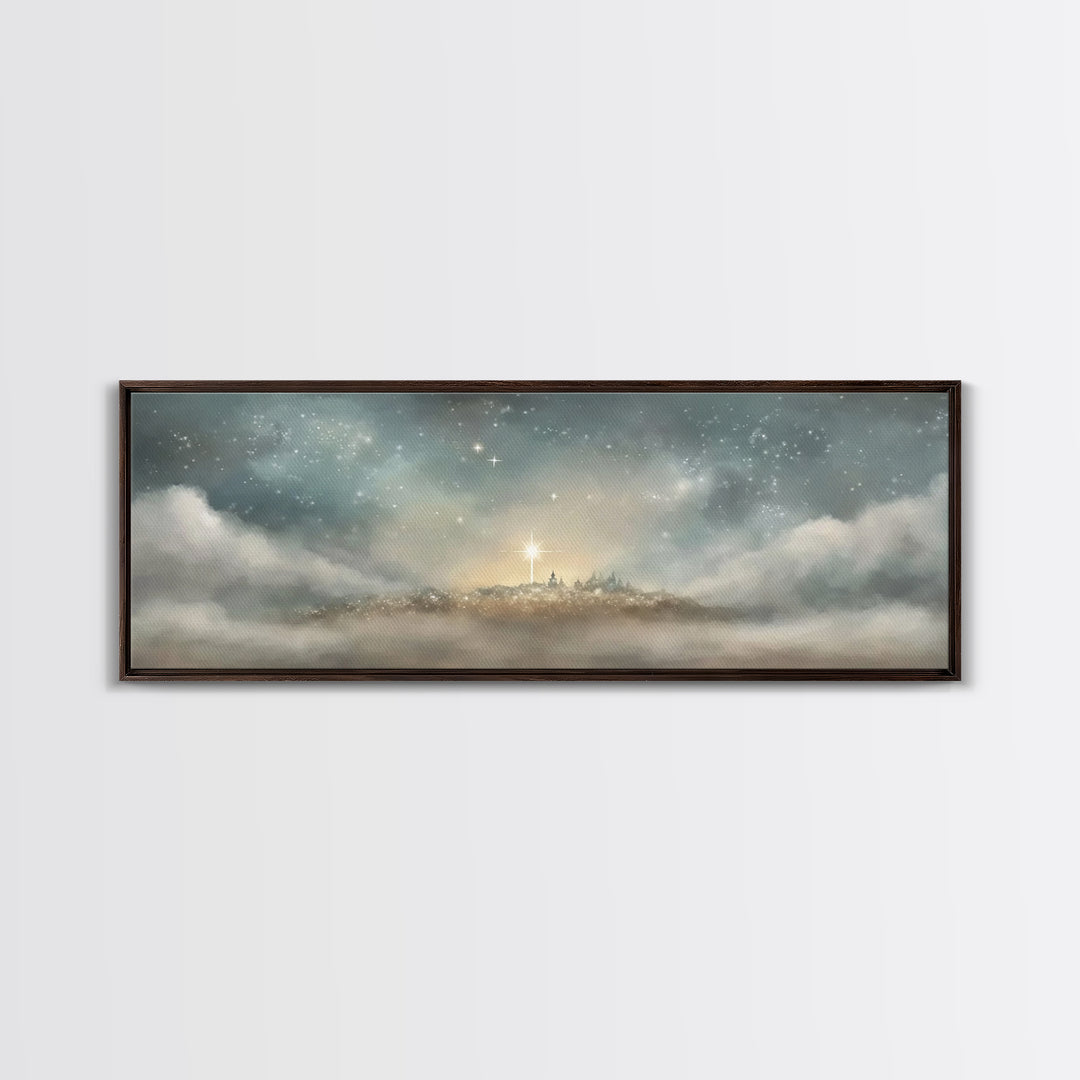 The Guiding Star – Framed Canvas Print – Christian Wall Art – Panoramic Art – Christian Art Canvas – Christmas Art – Jesus Painting
