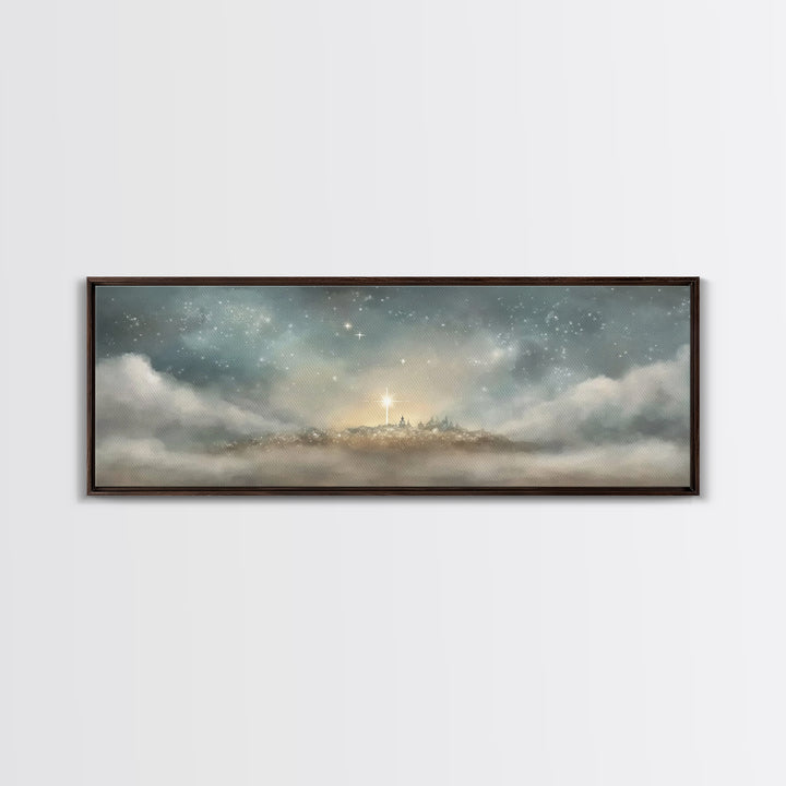 The Guiding Star – Framed Canvas Print – Christian Wall Art – Panoramic Art – Christian Art Canvas – Christmas Art – Jesus Painting