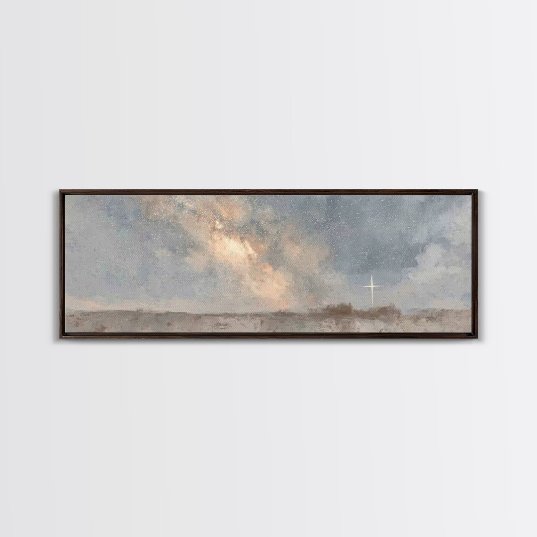 Starry Dawn Hope | Framed Canvas Print | Christian Wall Art | Panoramic Painting | Christian Art Canvas | Christmas Art | Christian Christm