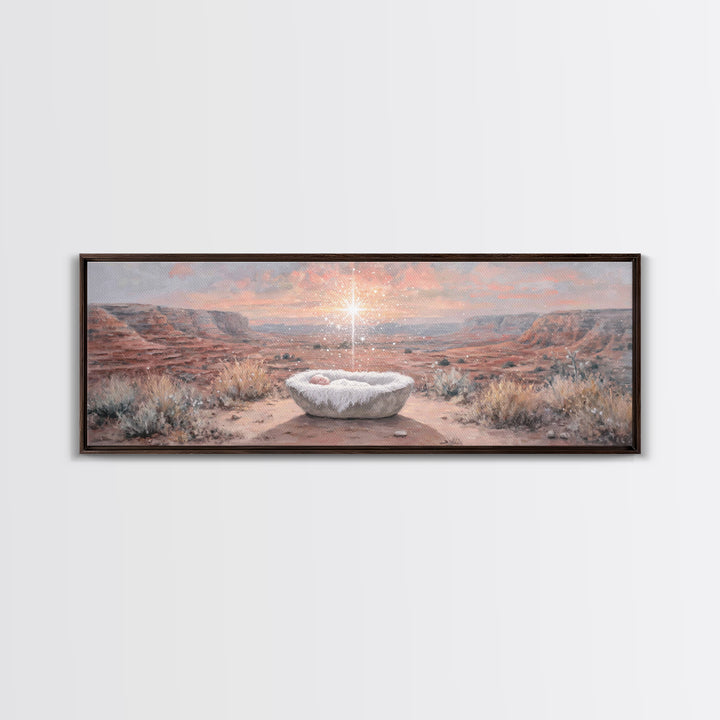 Holy Desert Dawn – Framed Canvas Print – Panoramic Wall Art – Christian Art Canvas – Jesus Christmas Art – Christmas Art – Christian Art