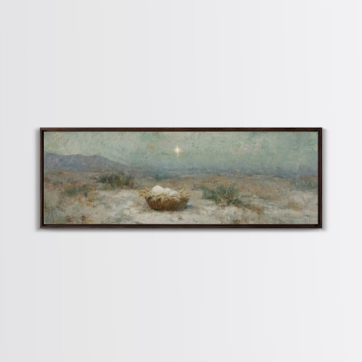 Silent Hope Nest | Framed Canvas Print | Christian Christmas Art | Panoramic Print | Christian Art Canvas | Christian Wall Art | Christmas