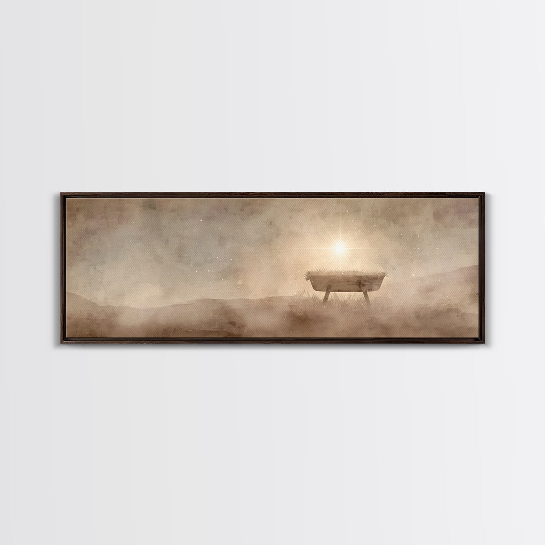 Manger Of Glory – Framed Canvas Print – Panoramic Painting – Christmas Art – Christian Wall Art – Christian Art Canvas – Jesus Christmas Ar