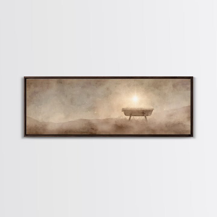 Manger Of Glory – Framed Canvas Print – Panoramic Painting – Christmas Art – Christian Wall Art – Christian Art Canvas – Jesus Christmas Ar