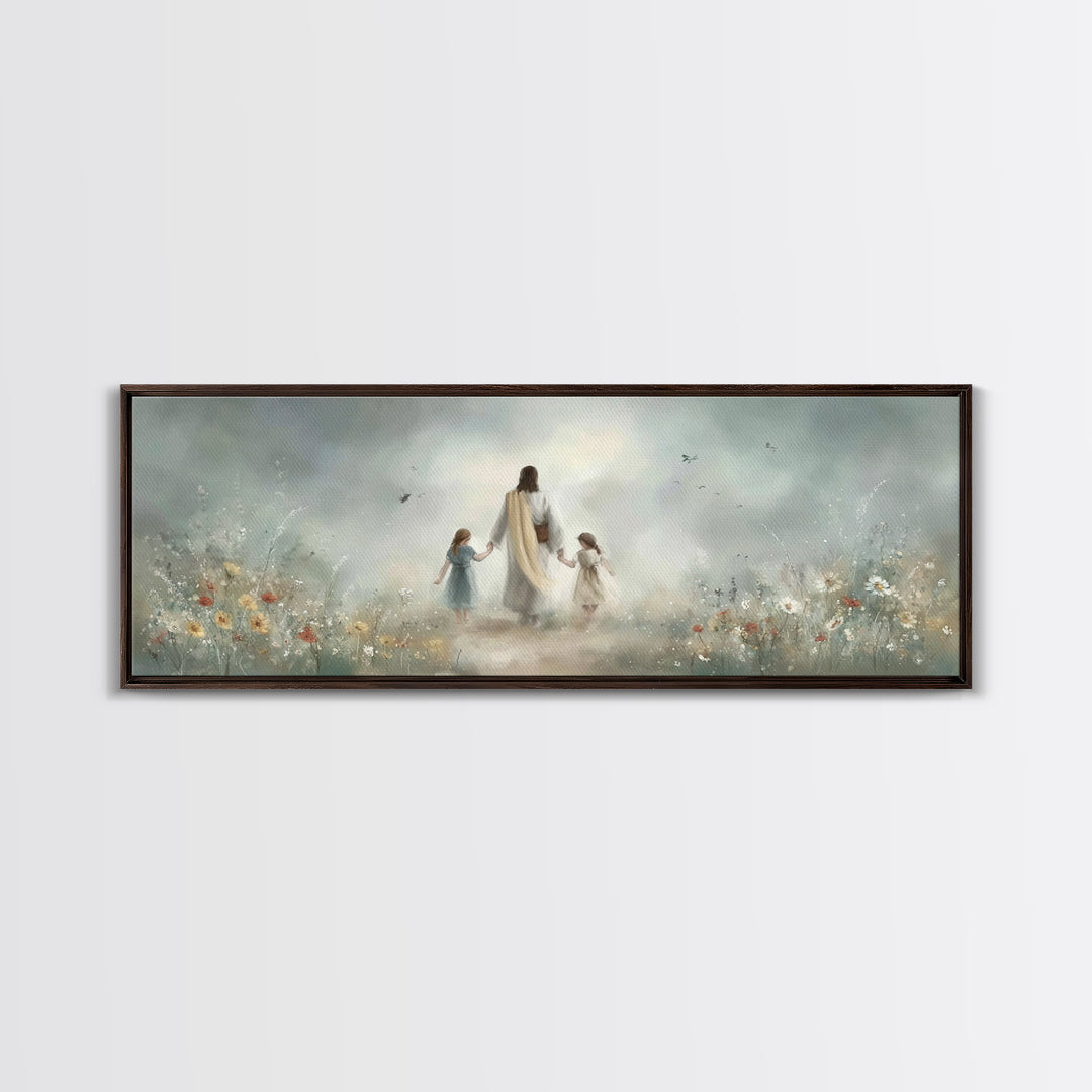 Pathway Of Peace, Framed Canvas Print, Christian Art Canvas, Jesus Painting, Christian Wall Art, Panoramic Wall Art, Christian Christmas Ar