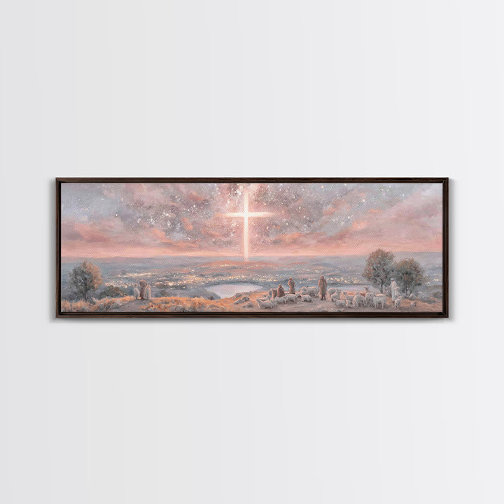 Star Of Salvation, Framed Canvas Print, Christian Art Canvas, Christmas Art, Panoramic Print, Christian Wall Art, Christian Christmas Art