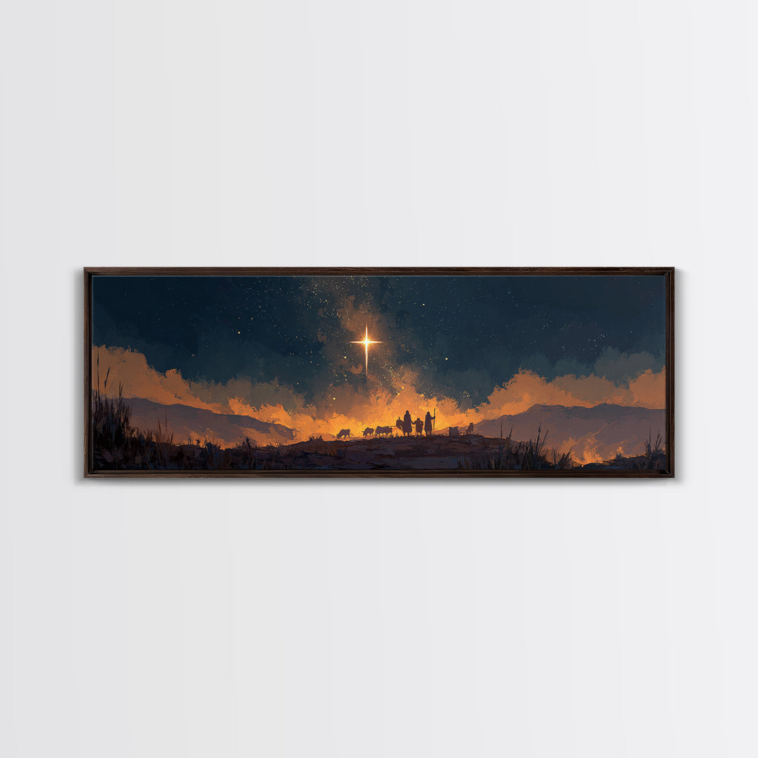 Holy Night Horizon | Framed Canvas Print | Christian Wall Art | Panoramic Painting | Christmas Art | Christian Art Canvas | Christian Chris