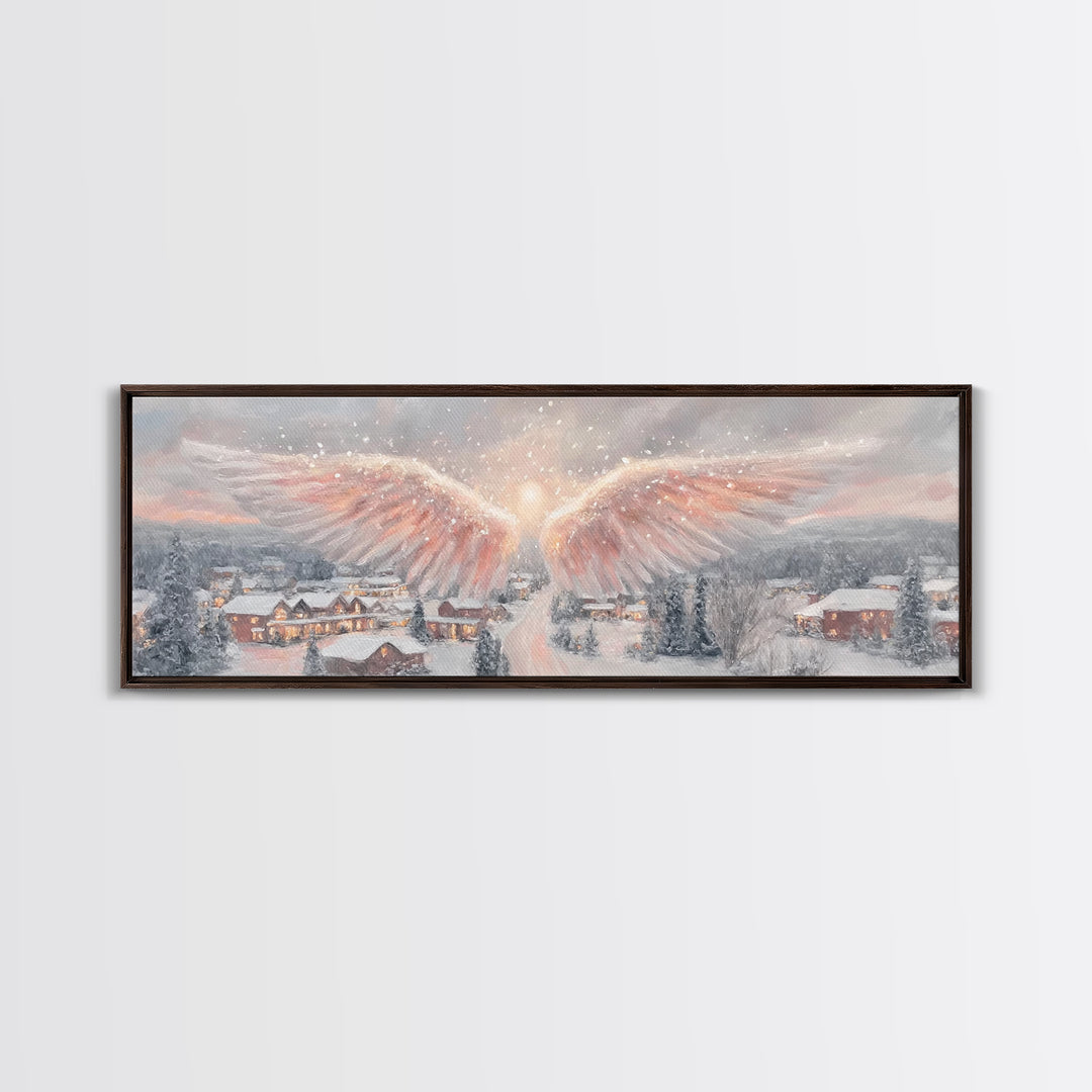 Angel Of Peace – Framed Canvas Print – Christian Wall Art – Panoramic Frame – Christian Art Print – Christmas Art – Christian Decorations