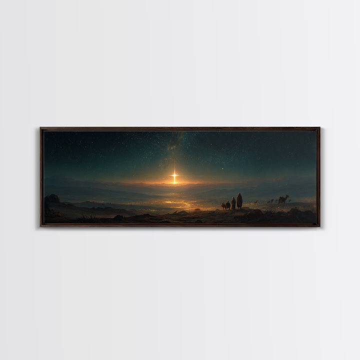 Eternal Dawn Cross – Framed Canvas Print – Panoramic Art – Christian Wall Art – Christmas Art – Christian Art Canvas – Christian Christmas