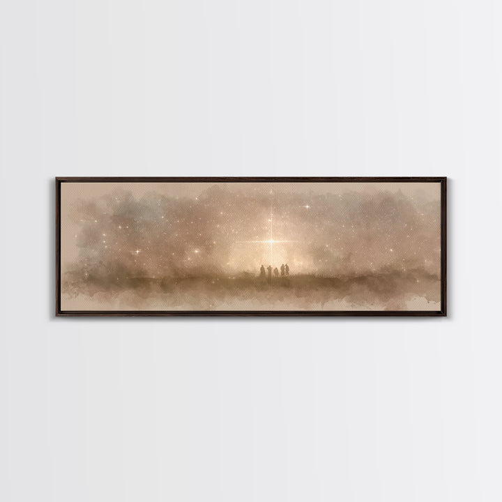 Radiant Bethlehem Sky | Framed Canvas Print | Christian Art Canvas | Panoramic Art | Christmas Art | Christian Wall Art | Christian Christm