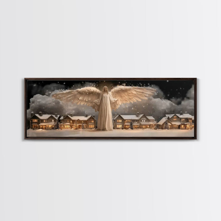 Wings Of Dawn, Framed Canvas Print, Christian Art Canvas, Panoramic Painting, Christmas Art, Christian Art Gift, Unique Christian Art