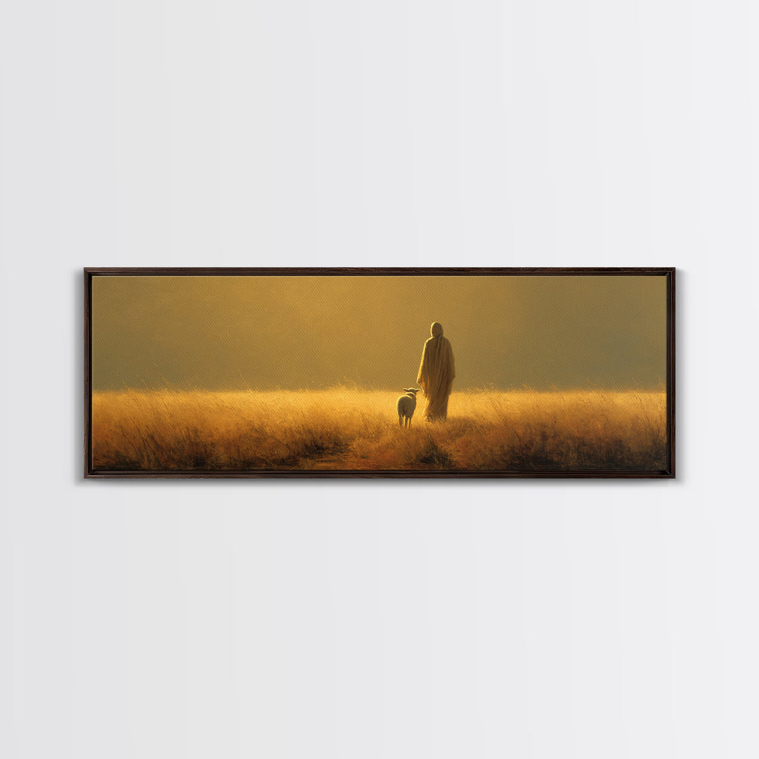 Fields Of Mercy | Framed Canvas Print | Christian Art Canvas | Panoramic Wall Art | Jesus Painting | Christian Wall Art | Christmas Art