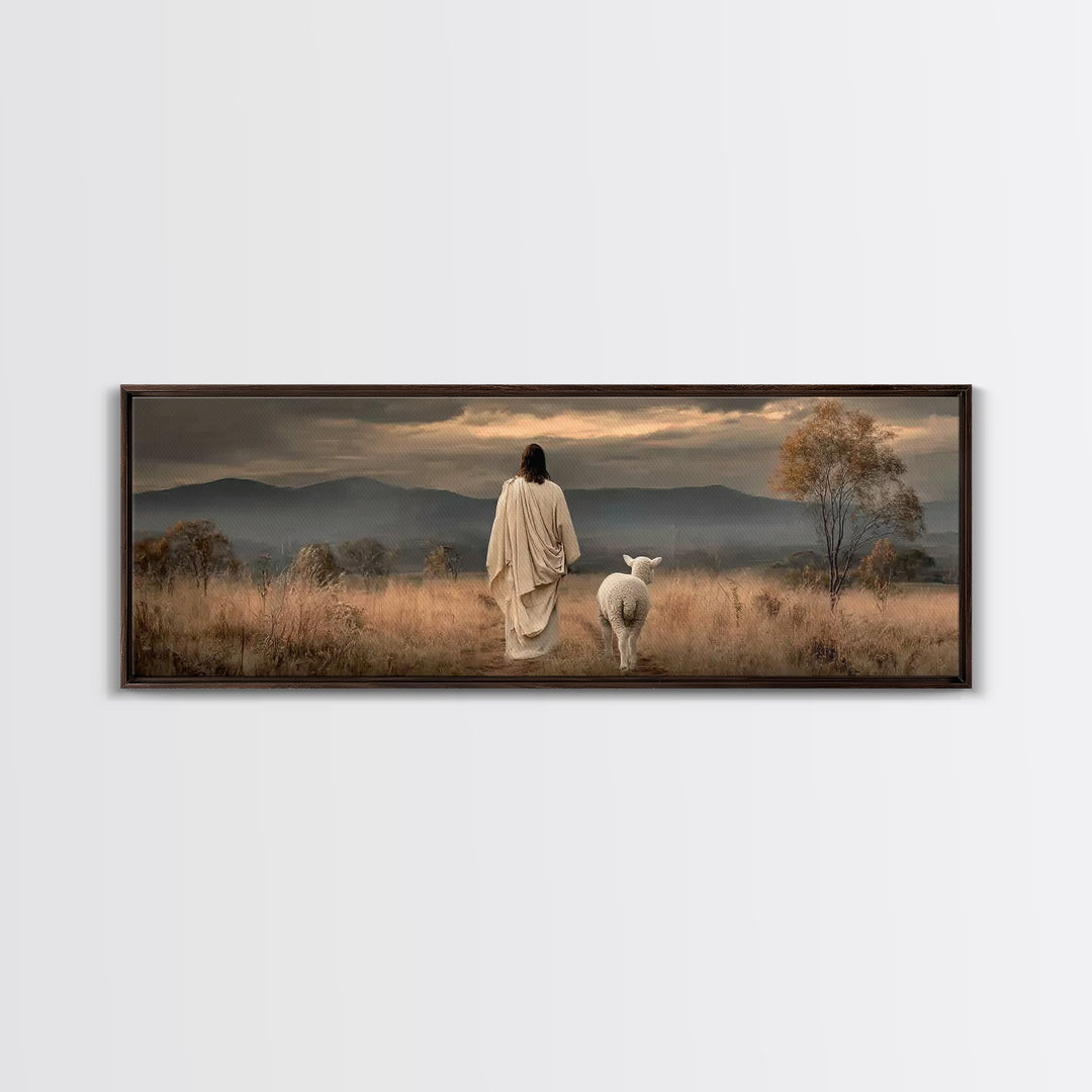 Hillside of Peace – Framed Canvas Print – Christian Art – Jesus Painting – Panoramic Art – Christian Wall Art – Christmas Art Print