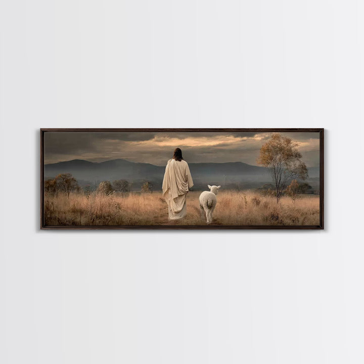 Hillside of Peace – Framed Canvas Print – Christian Art – Jesus Painting – Panoramic Art – Christian Wall Art – Christmas Art Print