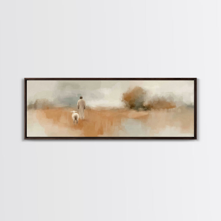 Soft Dawn Promise | Framed Canvas Print | Jesus Painting | Panoramic Painting | Christian Wall Art | Christian Art Canvas | Christmas Art