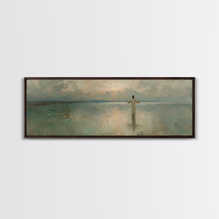 Still Waters Glory, Framed Canvas Print, Christian Art Canvas, Panoramic Art, Jesus Painting, Christian Wall Art, Christmas Art